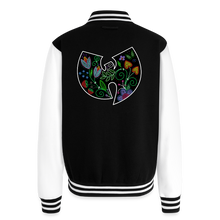 Load image into Gallery viewer, Wu-Floral Unisex College Sweat Jacket - black/white