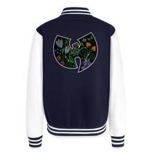 Load image into Gallery viewer, Wu-Floral Unisex College Sweat Jacket - navy/white