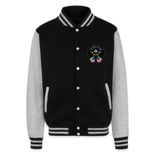 Load image into Gallery viewer, Wu-Floral Unisex College Sweat Jacket - black/heather grey