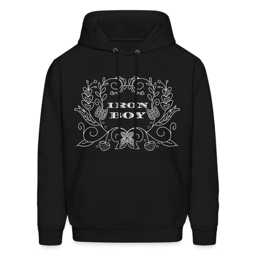 Floral Iron Boy Hoodie - black
