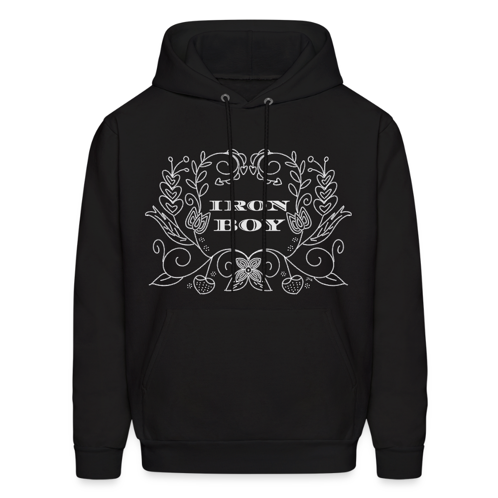 Floral Iron Boy Hoodie - black