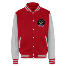 Load image into Gallery viewer, Wu-Floral Unisex College Sweat Jacket - red/heather grey
