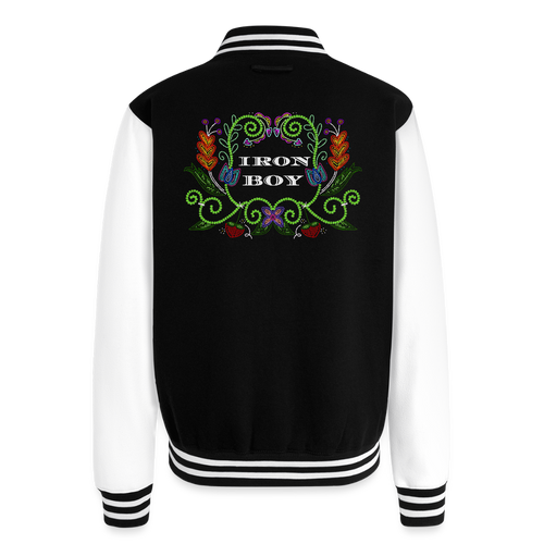 IB Beaded Heavyweight Letterman Jacket - black/white