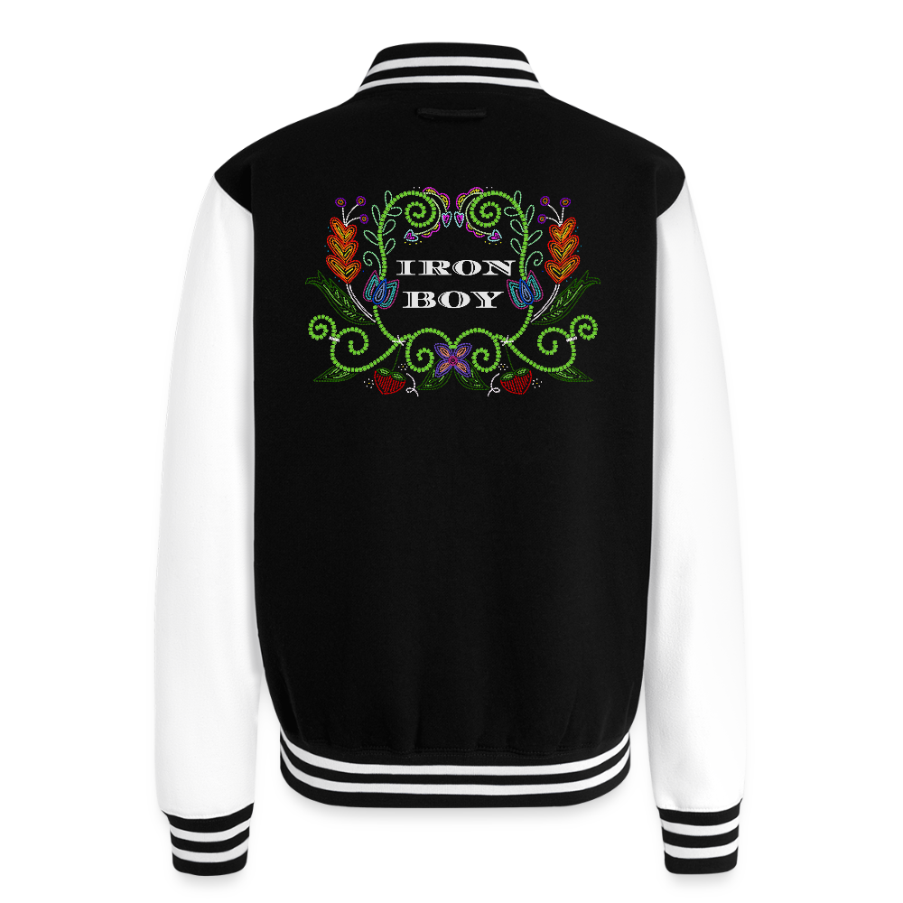 IB Beaded Heavyweight Letterman Jacket - black/white