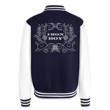 Load image into Gallery viewer, Floral iron boy Heavyweight Letterman Jacket - navy/white
