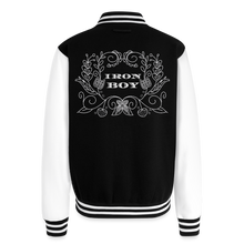 Load image into Gallery viewer, Floral iron boy Heavyweight Letterman Jacket - black/white
