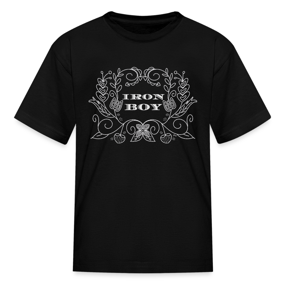 Floral Iron Boy Kids' T-Shirt - black